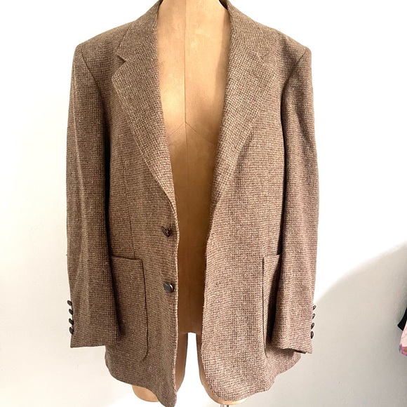 Vintage Men Levi’s Brown Tweed / Wool Lined Blazer Jacket 70s 80s 90s NWOT Retro - Picture 2 of 12